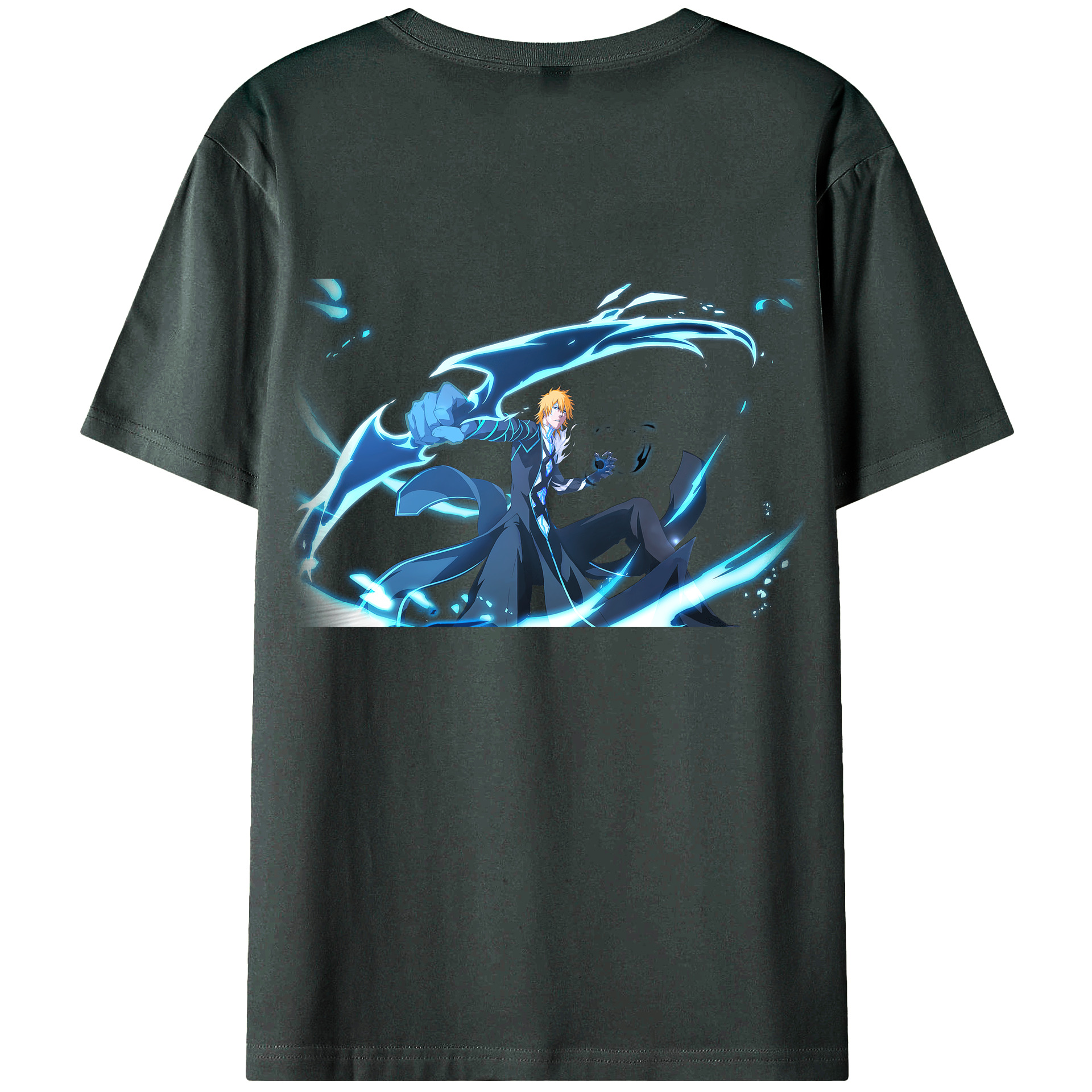 （画像用） ブリーチ 黒崎一護（くろさき いちご）BLEACH Kurosaki Ichigo 綿100％ メンズ半袖Tシャツ（バックプリント） 通気性